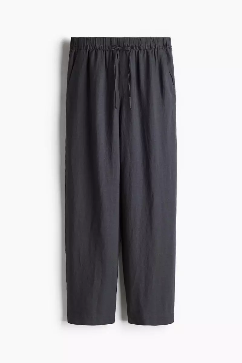 Linen-blend drawstring trousers