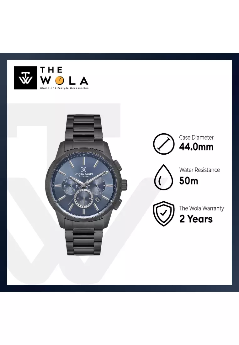 Men Chronograph Black Stainless Steel Watch DK.1.14208-5