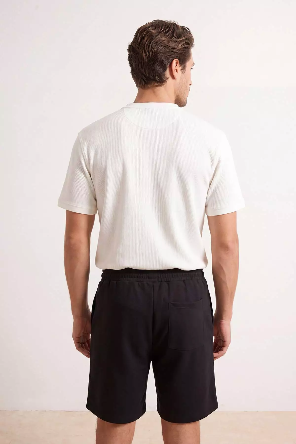 Black Regular/Normal Cut Thick Basic Shorts & Bermuda Tmnss26Sr00001