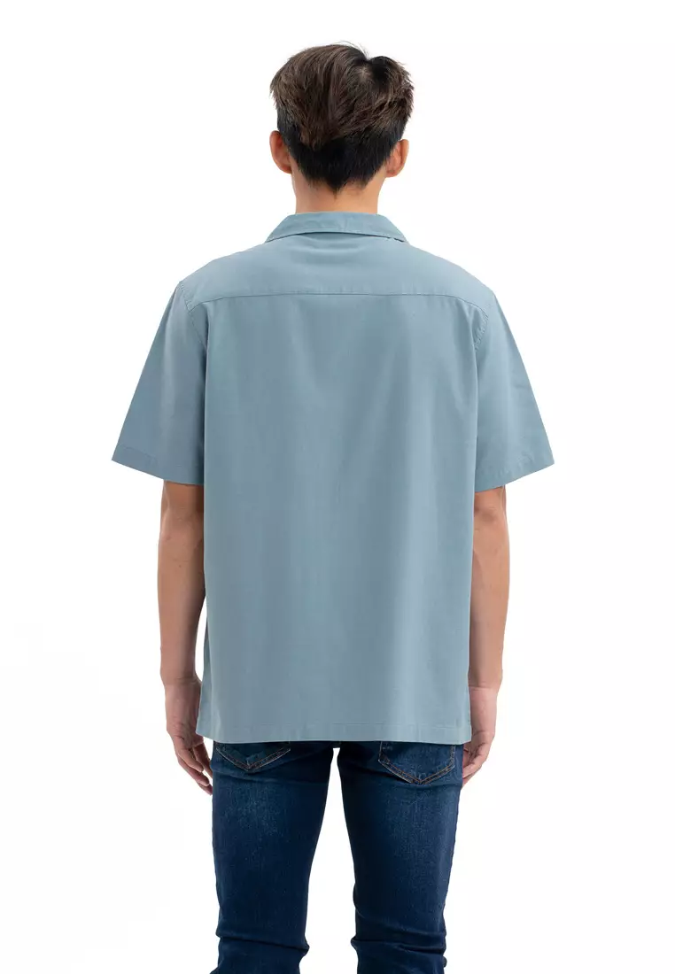 DRUM Relaxed Fit Short Sleeve Shirt- Blue