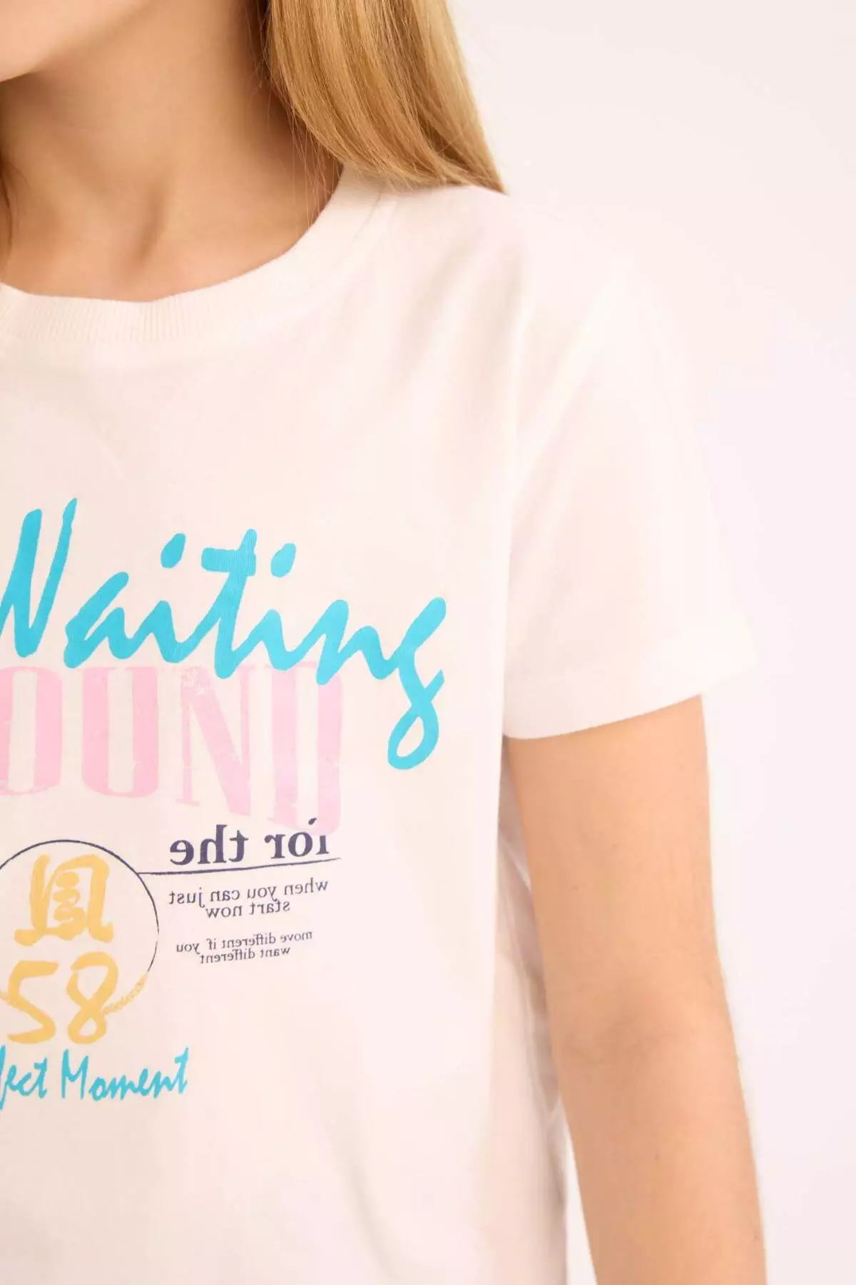 Girl's Crew Neck Printed Short Sleeve T-Shirt E0351A825Sm