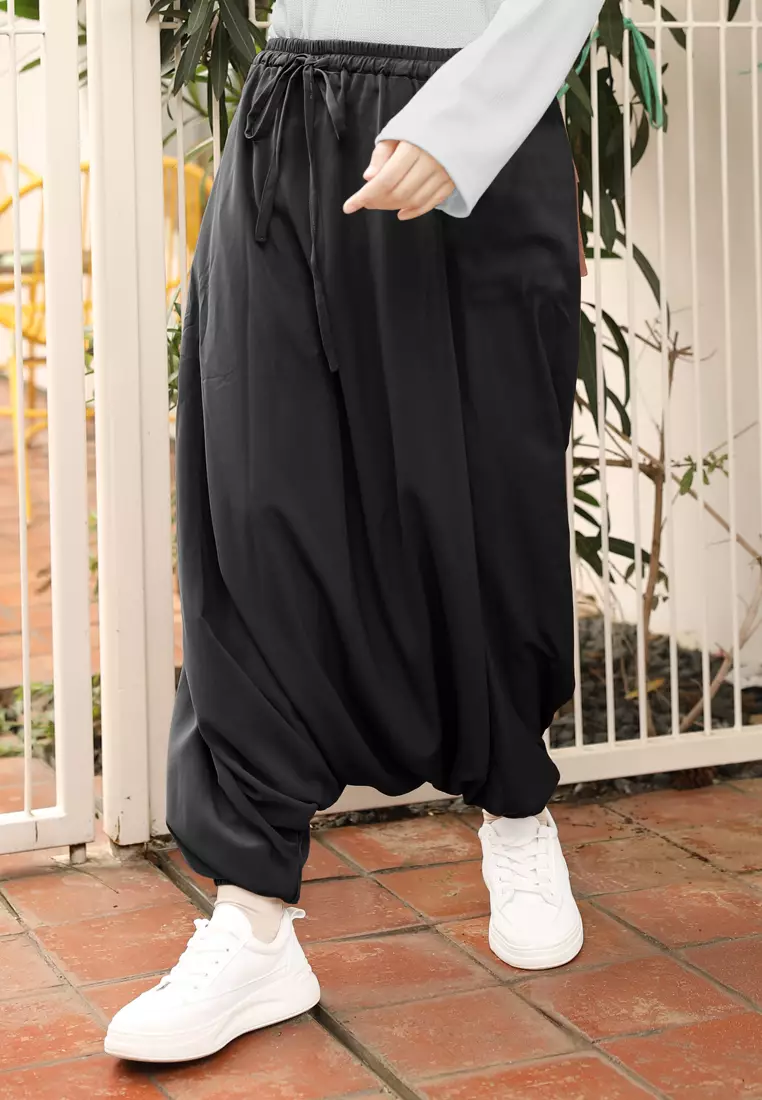 Yoona Sport Pants Pocket | Celana Sirwal | Celana Harem | Celana Olahraga Syari - Black