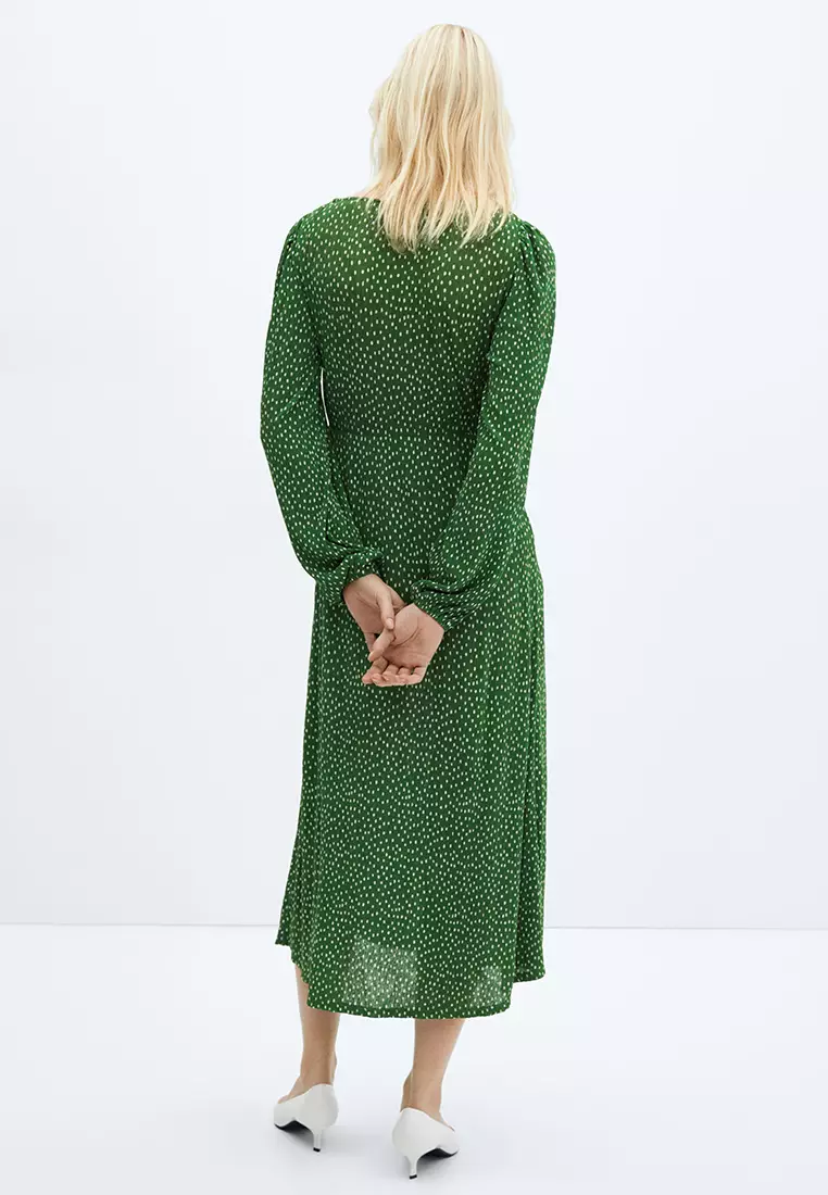 Mango green polka dot dress cheap