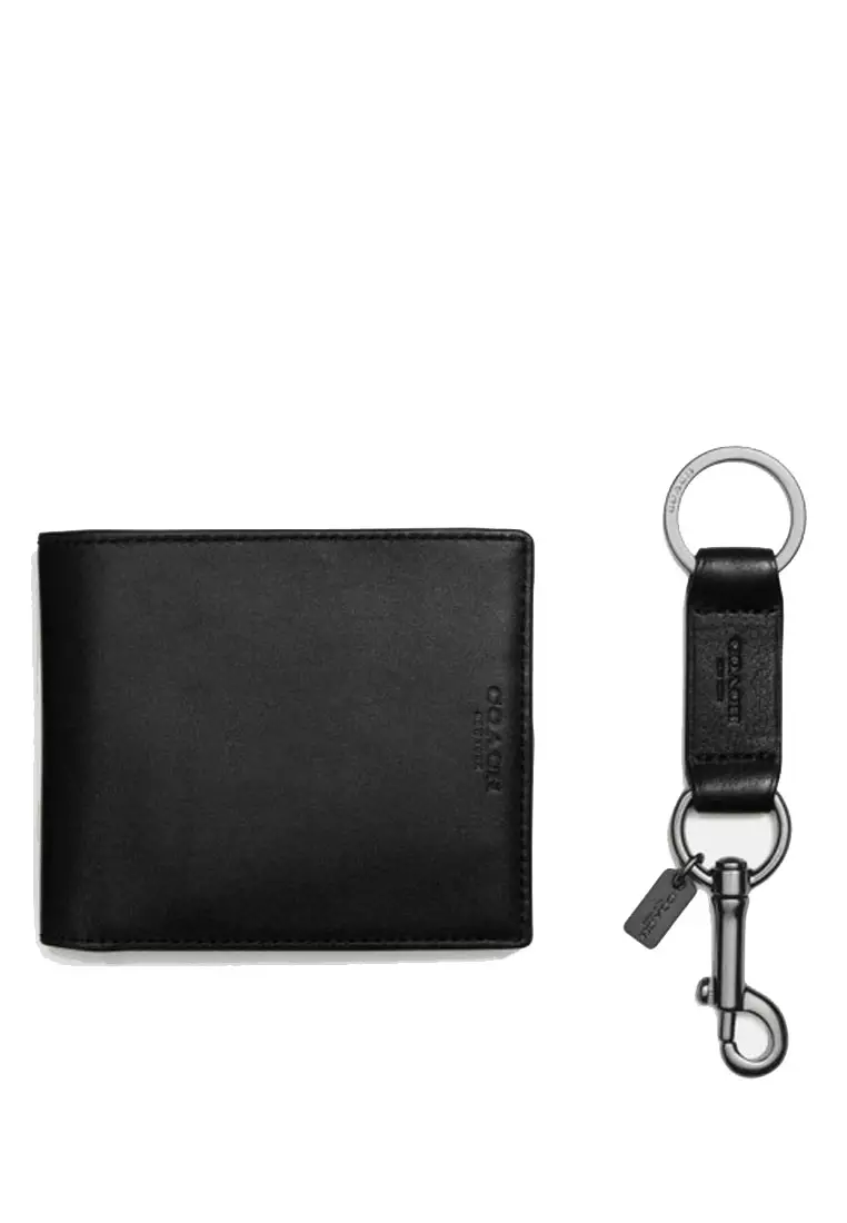 Boxed compact id wallet cheap with trigger snap key fob