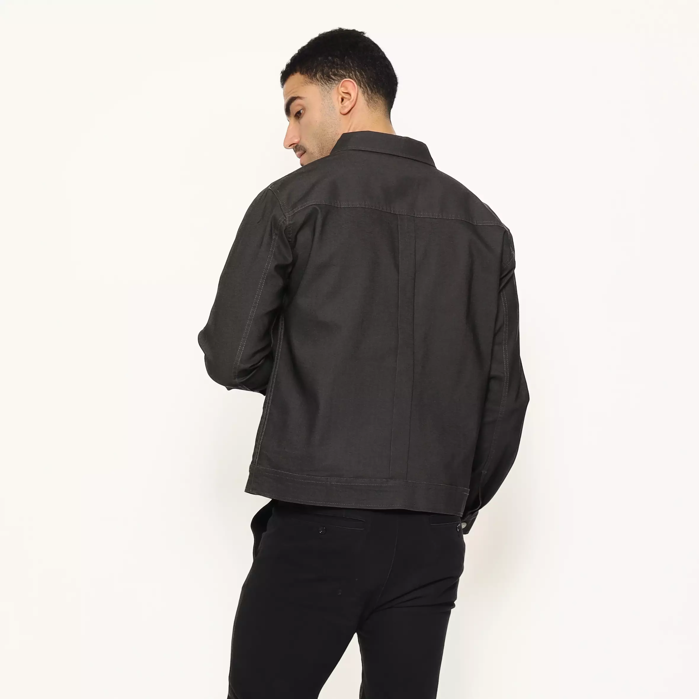 Schoeller Jaket Pria LENNOX Regular Fit Cotton Stretch – Motif Twill Kecil Warna Grey