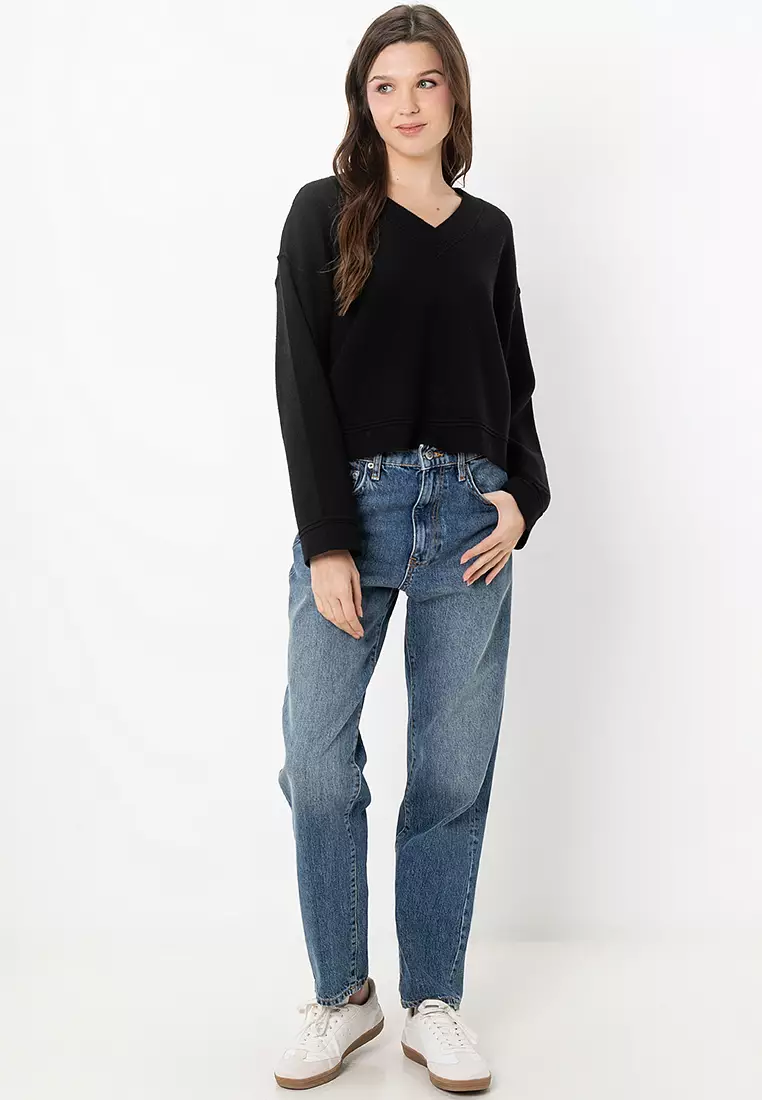 Gold Piping V-Neck Pullover