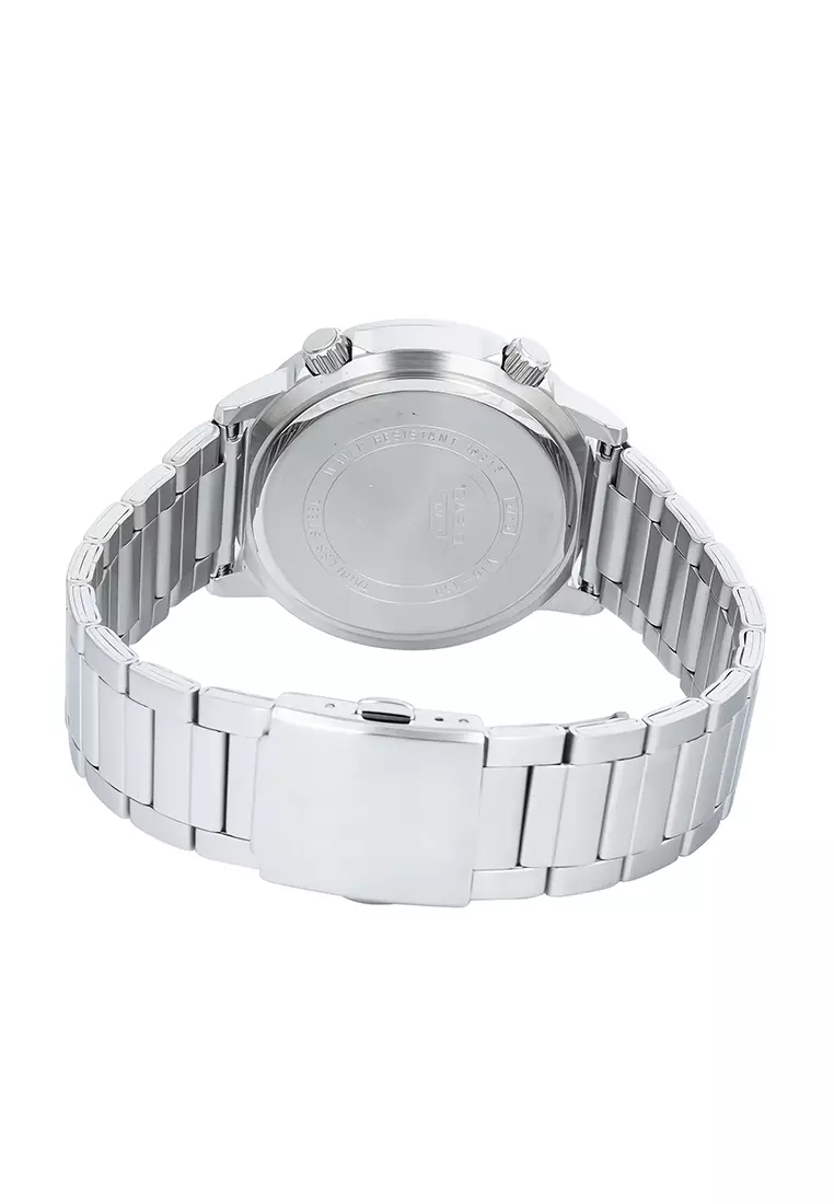 Casio General MTD-130D-7AV Jam Tangan Analog Pria - Silver Dial Silver Stainless Steel