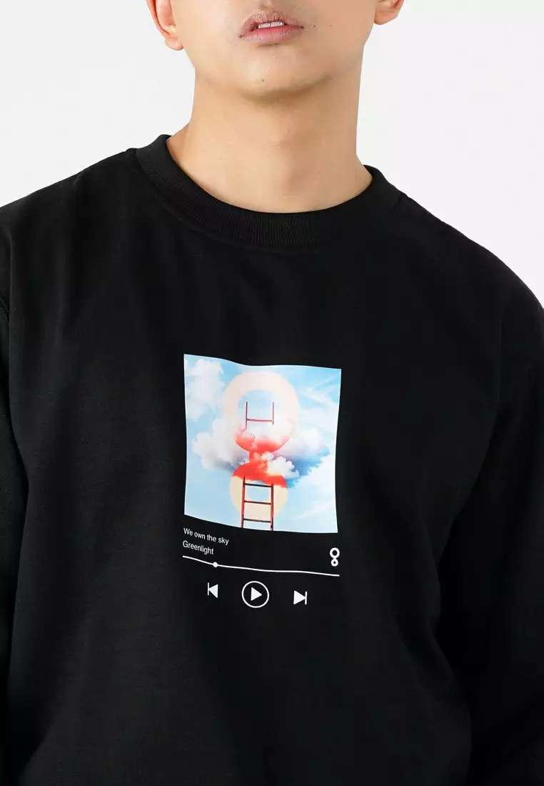 Greenlight Men's Jacket Crewneck Sweatshirt Regular Fit Fleece Sky Playlist OL-C070425