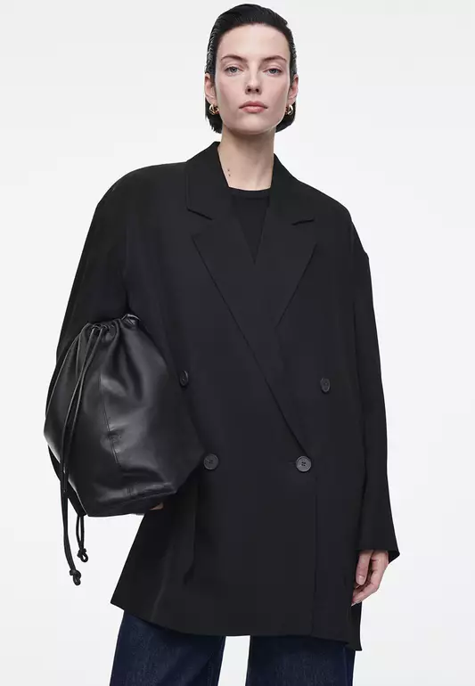 Oversized Draped Double-Breasted Blazer
