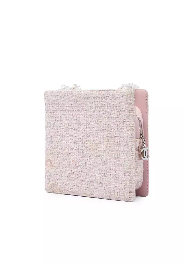 Pre-Loved Chanel Square Tweed Pvc Chain Fantasy Shoulder Bag