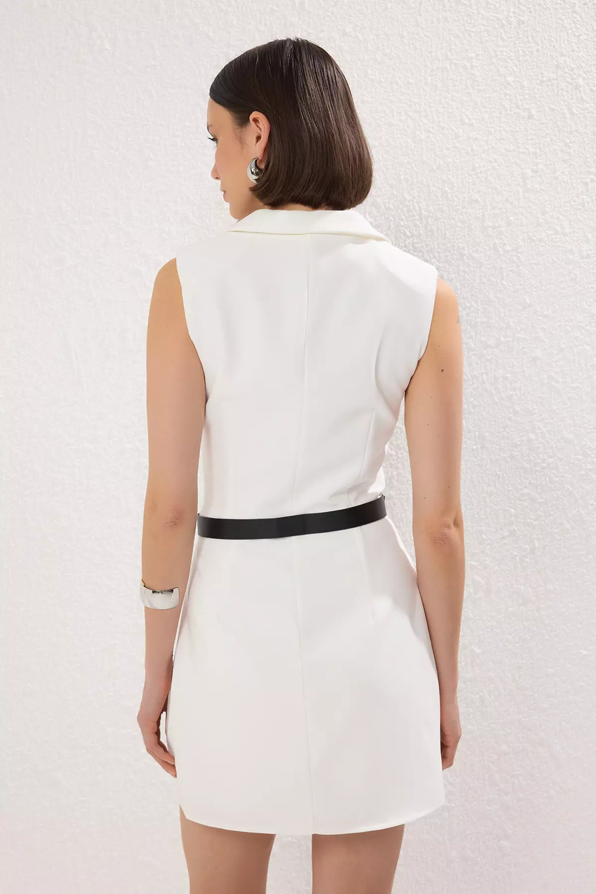 White Belted Shorts Skirt Wide Leg Jumpsuit TWOSS25TU00037