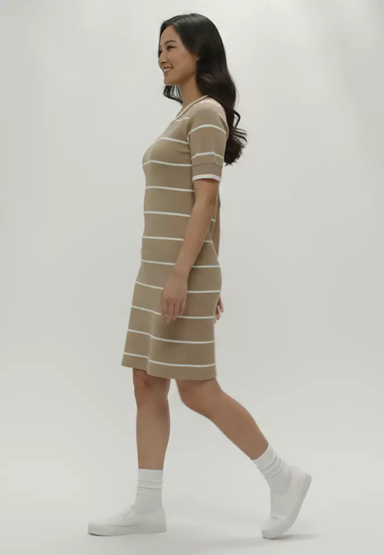 Mizra Striped Popcorn Mini Dress