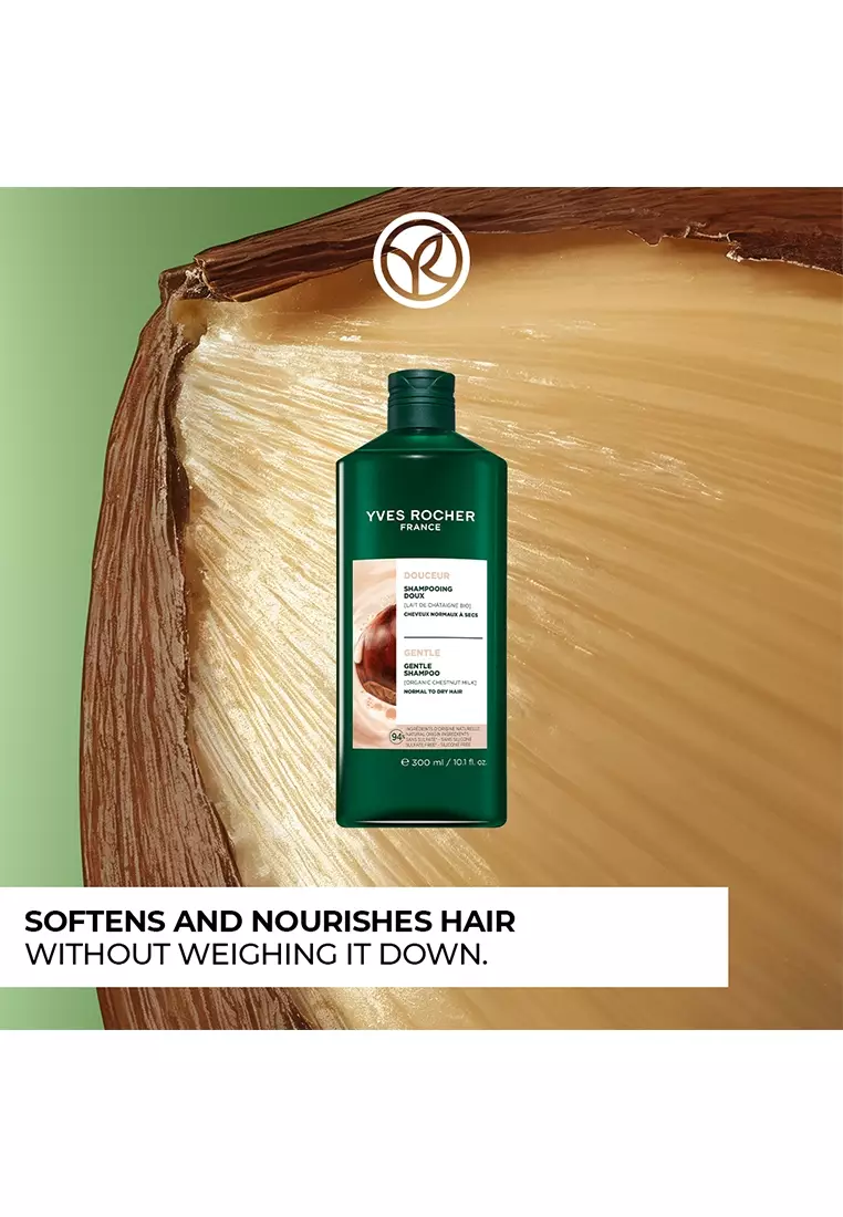 Gentle Shampoo 300ml - with organic chestnut milk, Sulfate-free, Silicon-free, normal to dry hair