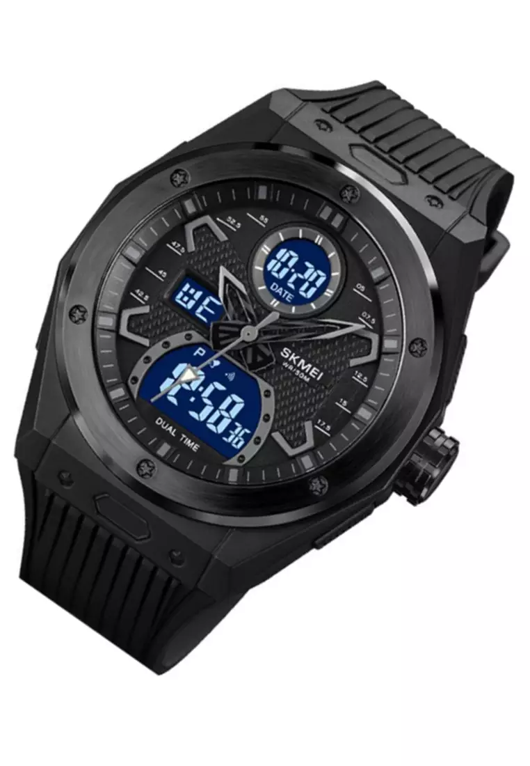 Jam Tangan Analog Digital Pria Waterproof Many Function Strap Tali Material PU Silicone IR41 ORIGINAL