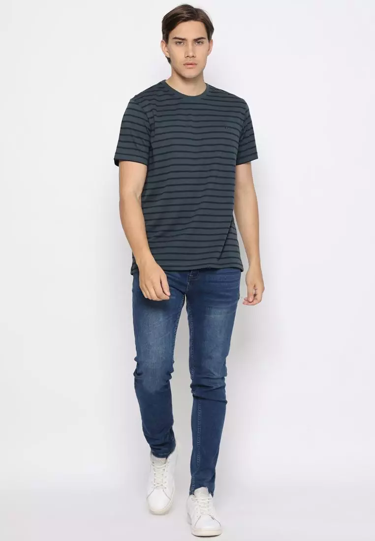 Matsuda T Shirt Pria Kaos Stripe Nantan