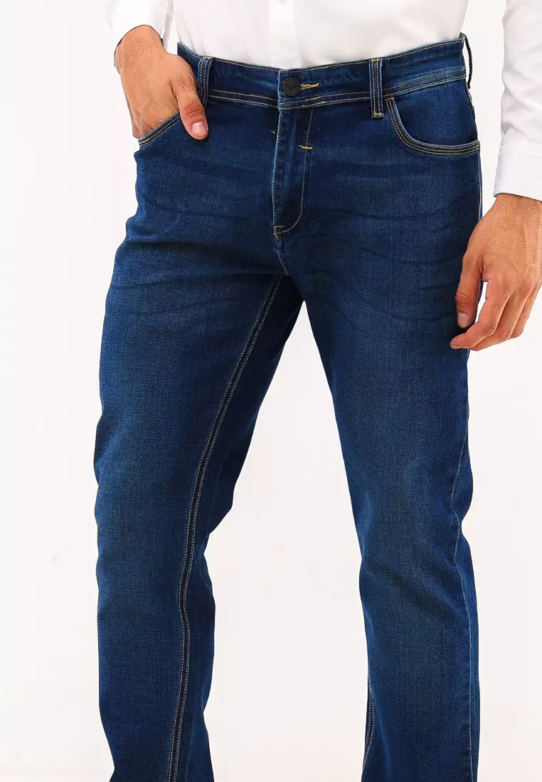 Denim Long Pants Slim Tapered Fit Stretch