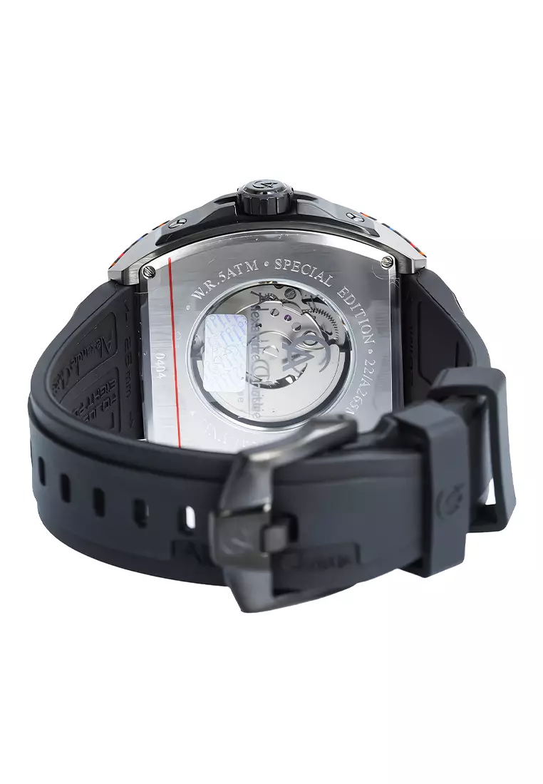 Jam Tangan Pria Alexandre Christie Automatic 6608 MAREPBANV - Carbon Fiber - FKM Strap