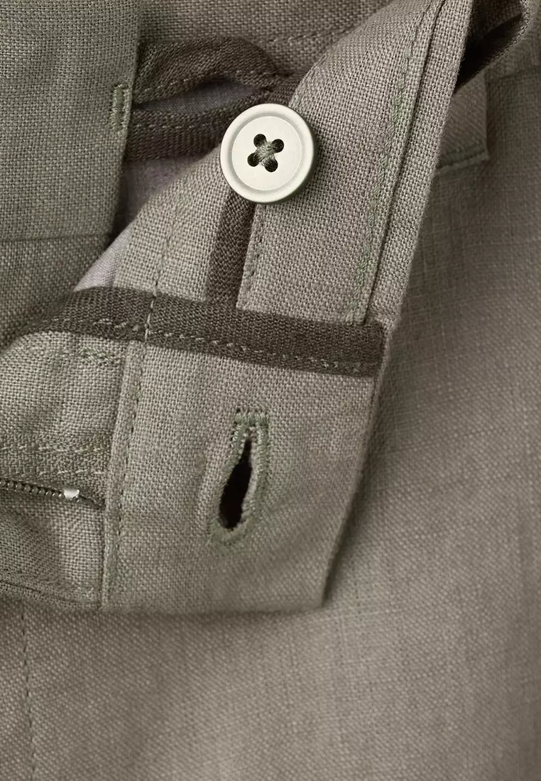 Slim-Fit 100% Linen Trousers