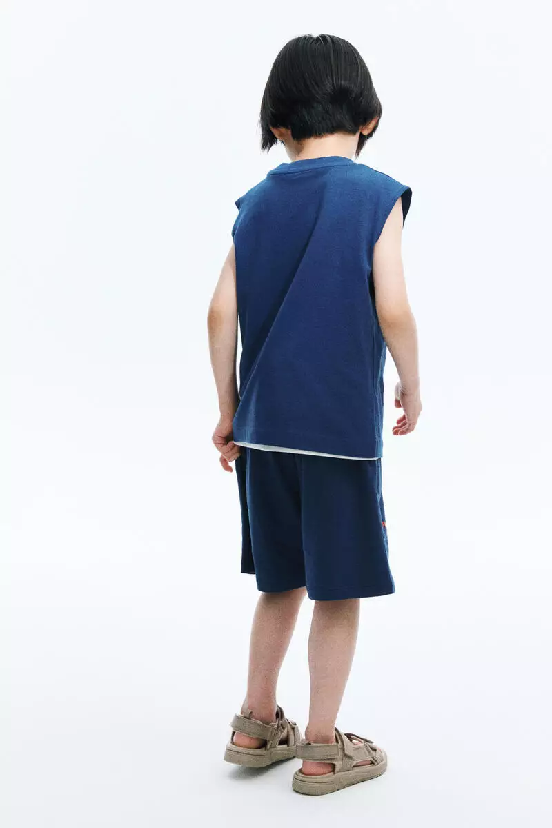 Printed cotton vest top