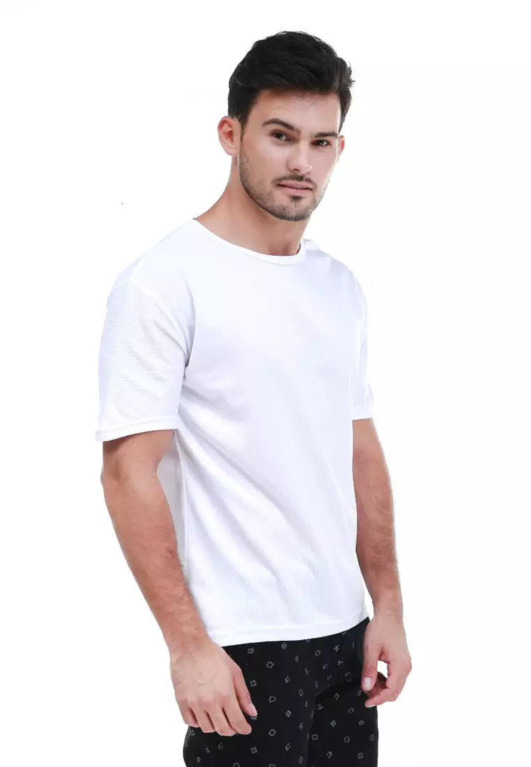 Jack Kaos Katun Pria Anti-Dirty Waterproof Quick Dry Short Sleeve Stylis Design Material Cotton ORIGINAL - White