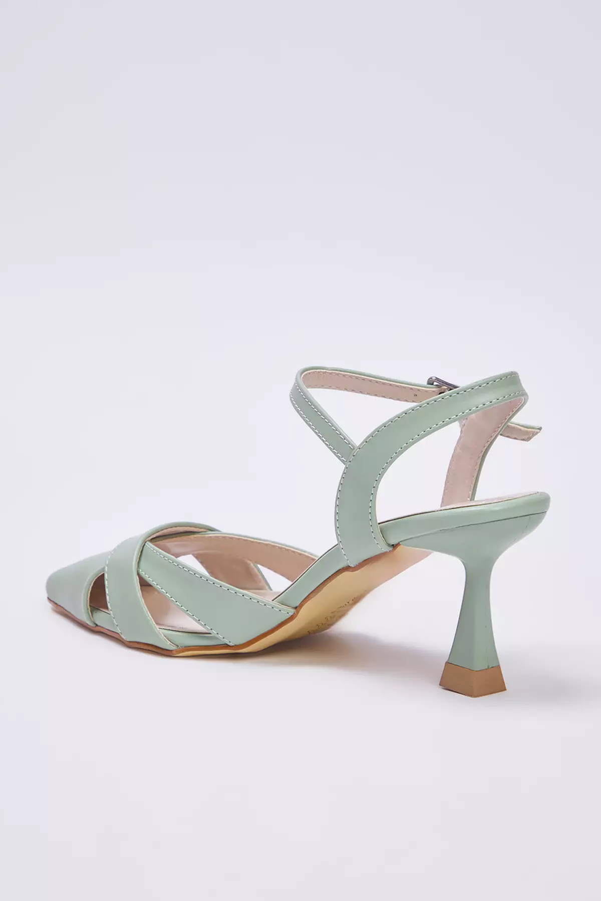 Mint Cut Out Detail Pointed Toe Women's Classic High-Heeled Shoes Takss25To00029