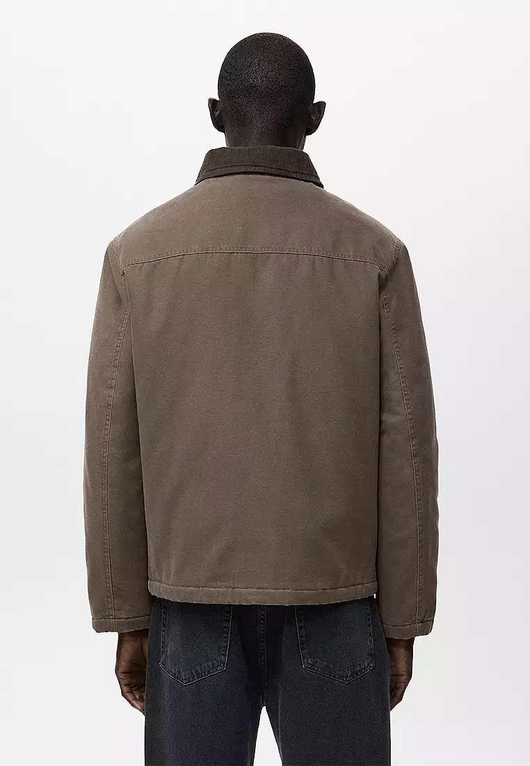 Quilted Jacket with Corduroy Collar