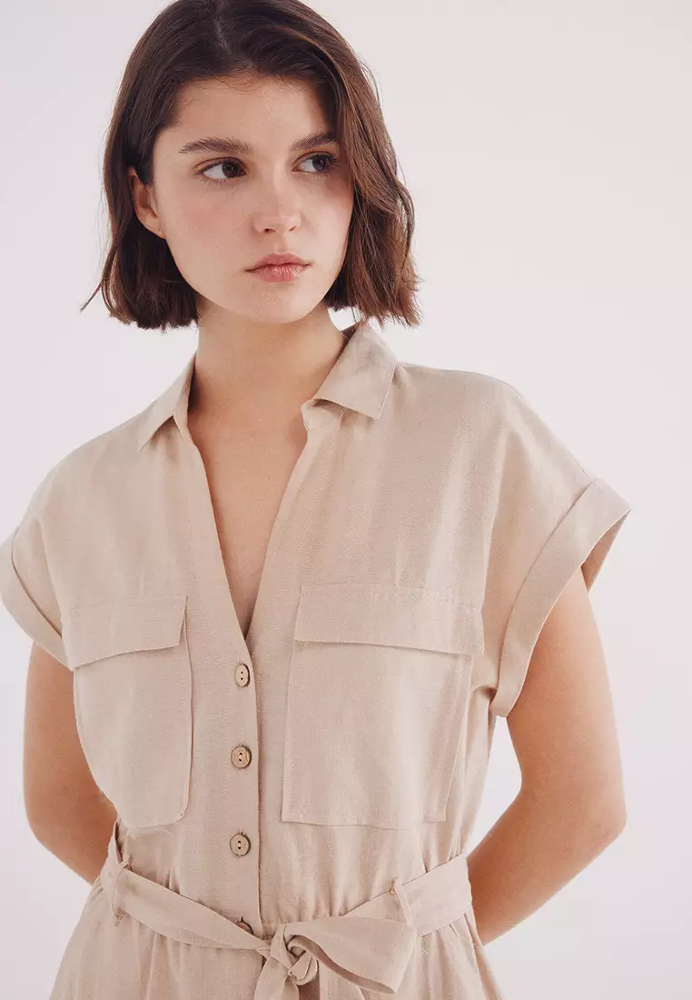 Long Cotton Linen Jumpsuit