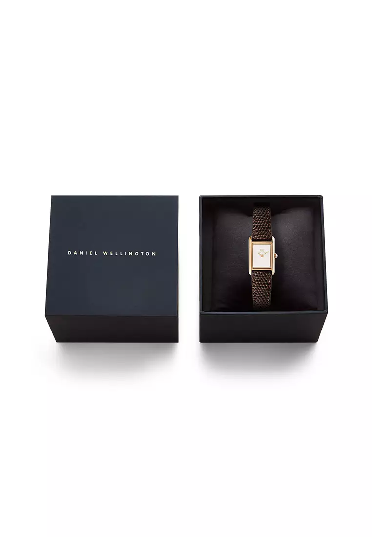 Bound Mini Dark Brown Lizard White Rose Gold - Women Watch Stainless Steel Leather Strap watch DW Official Authentic Original