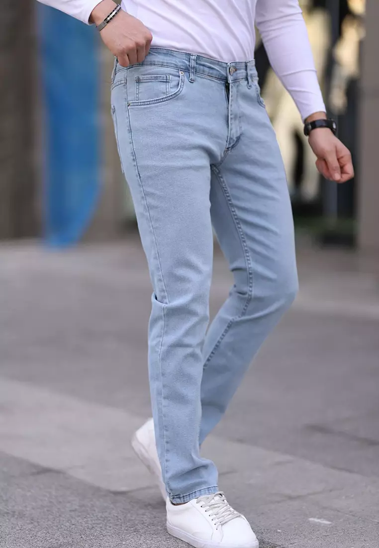 Light Blue Regular Fit Stretch Fabric Jeans Trousers TMNSS25JE00001
