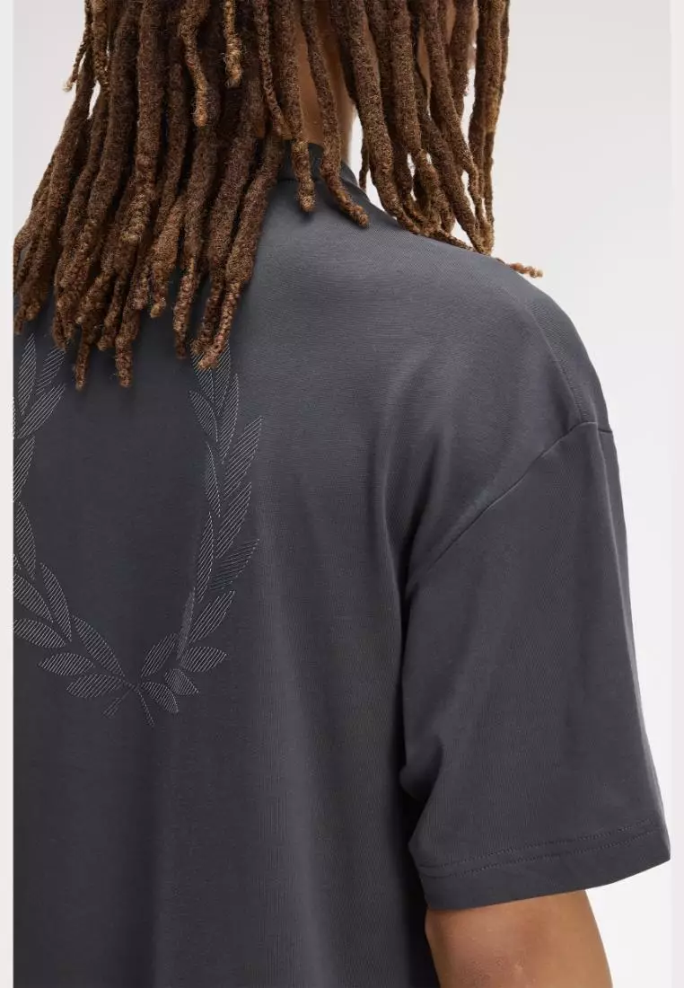 Fred Perry M2474 Back Print Laurel Wreath T-Shirt (Anchor Grey)
