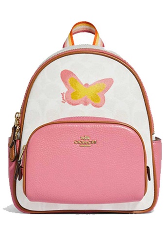 Coach pink COACH Mini Court Backpack In Signature Canvas With Butterfly ECD86AC9E55D97GS_1