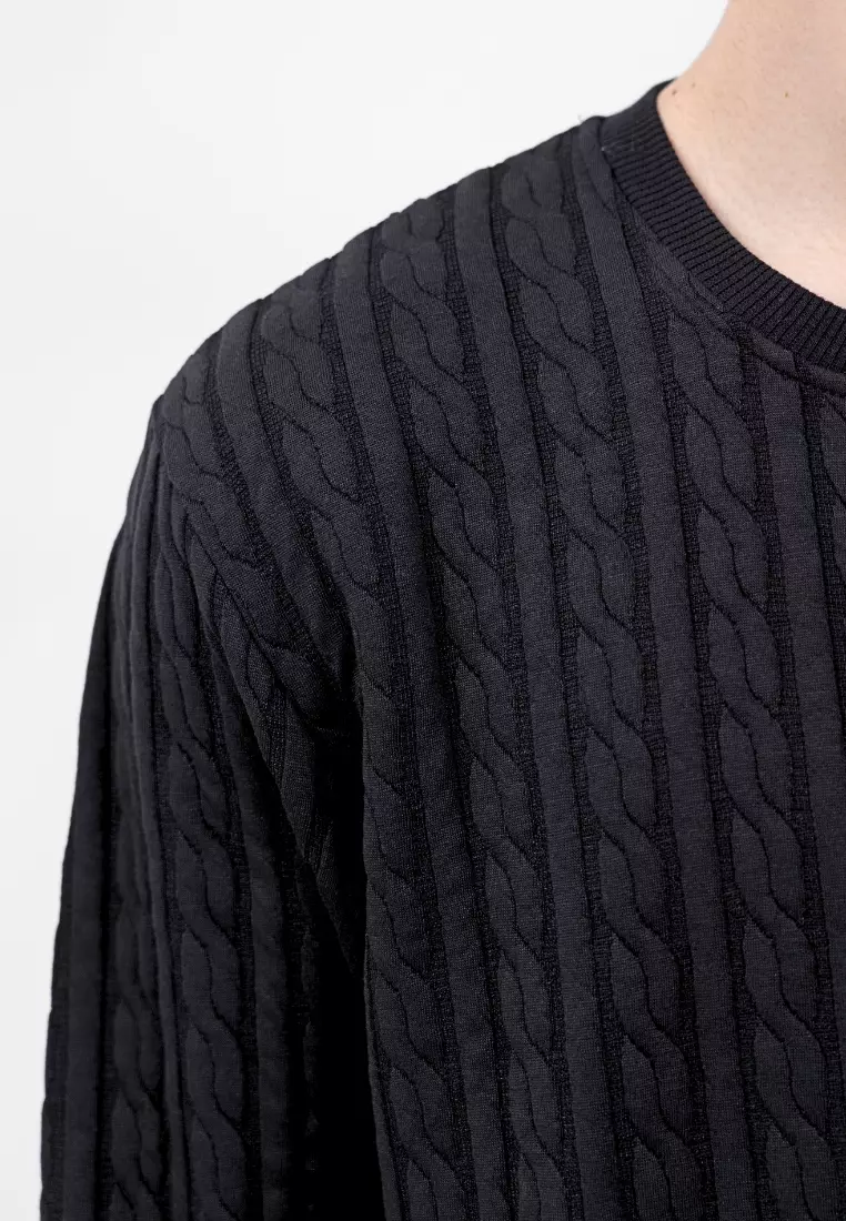 Ryusei Sweater YURA Knit Black – Sweater Knit dengan Tekstur Unik