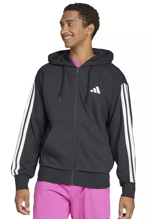 Essentials 3-Stripes French Terry Full-Zip Hoodie