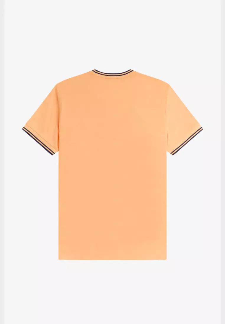 Fred Perry M1588 Twin Tipped T-Shirt (Peach / French Navy / French Navy)