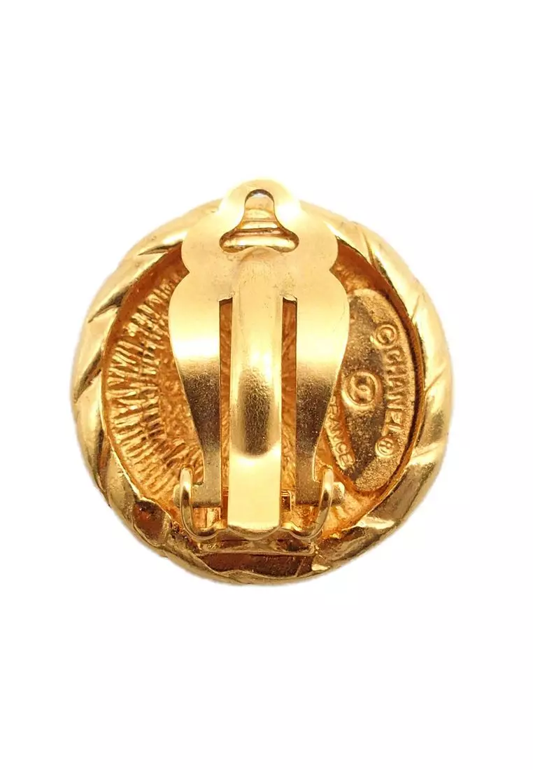 Pre-Loved Chanel Cc Gold Plated Round Clip On Earrings