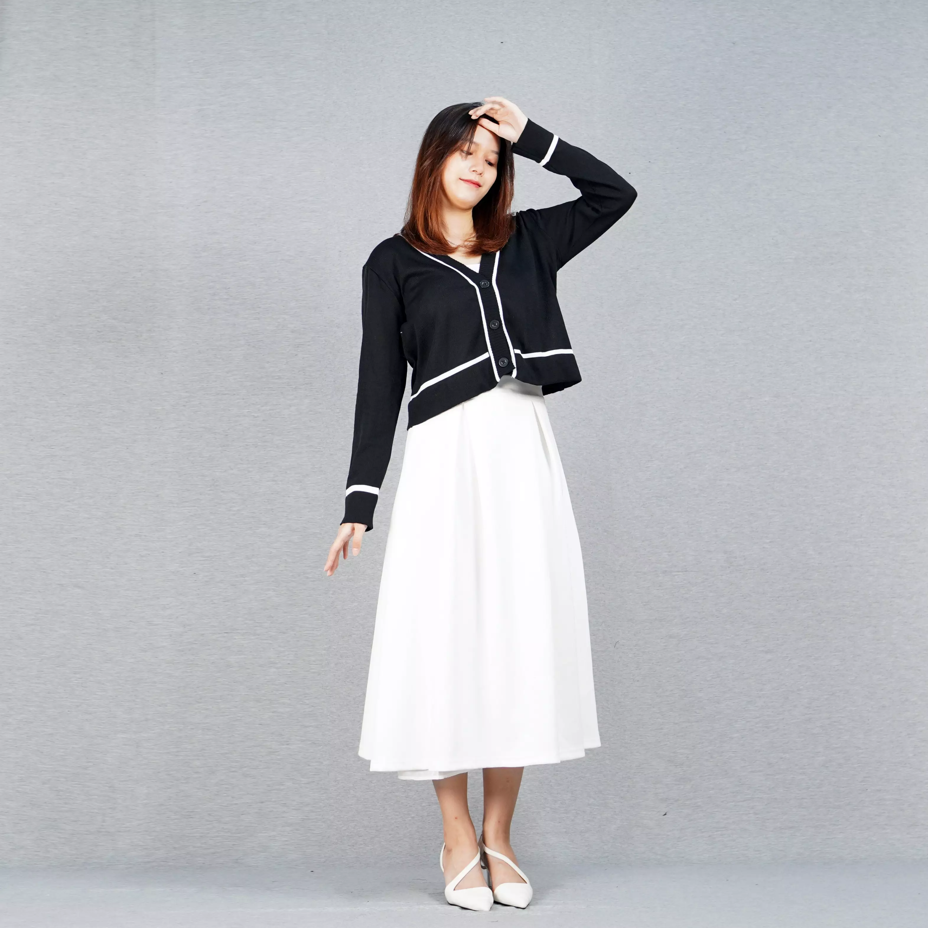 NICOLE Knit Cardigan Kardigan Rajut Wanita Cardigan Rajut Wanita - HITAM