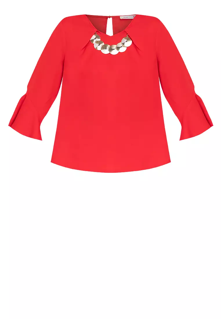 Candria Frilled Sleeves With Necklace Top