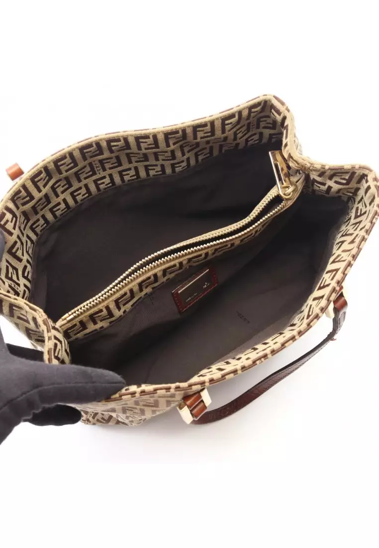Buy Fendi Pre-Loved Fendi Zucchino Handbag tote bag canvas leather