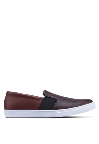 Elastic Band Faux Leather Slip Ons
