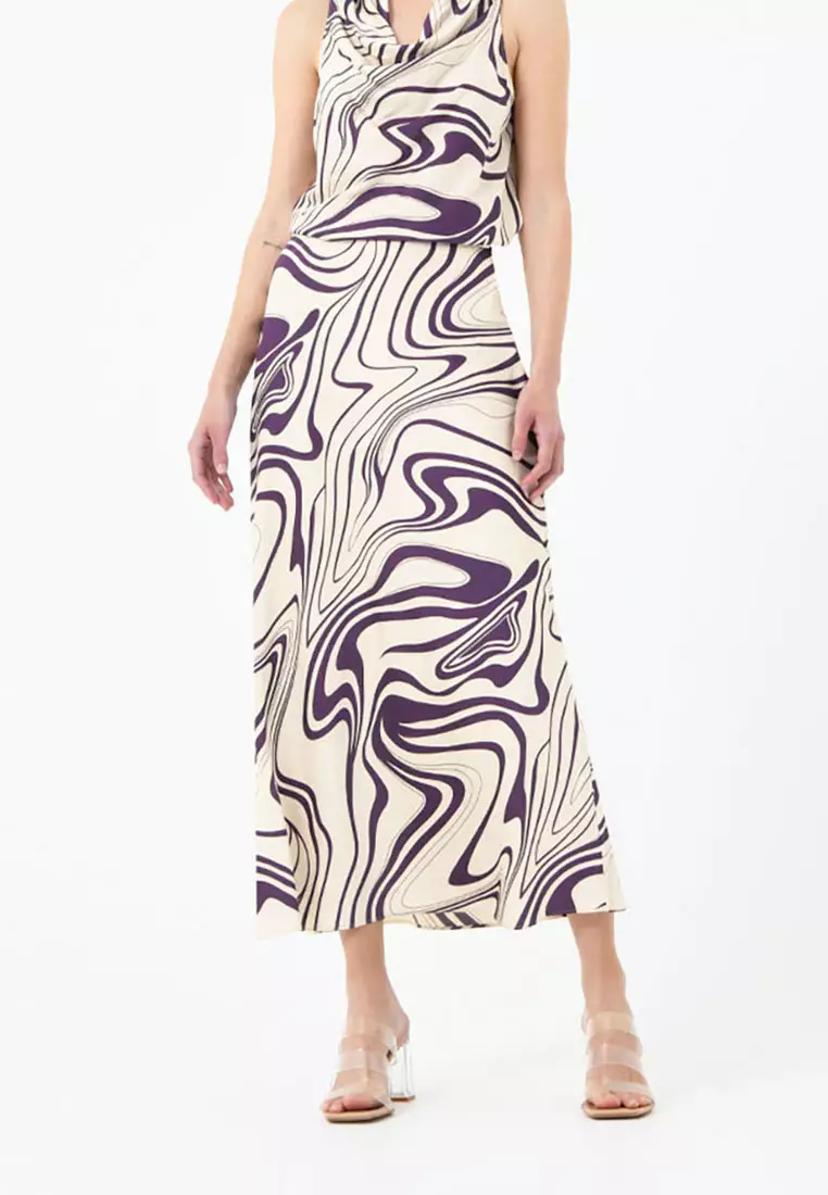 Gaia Printed Satin Skirt