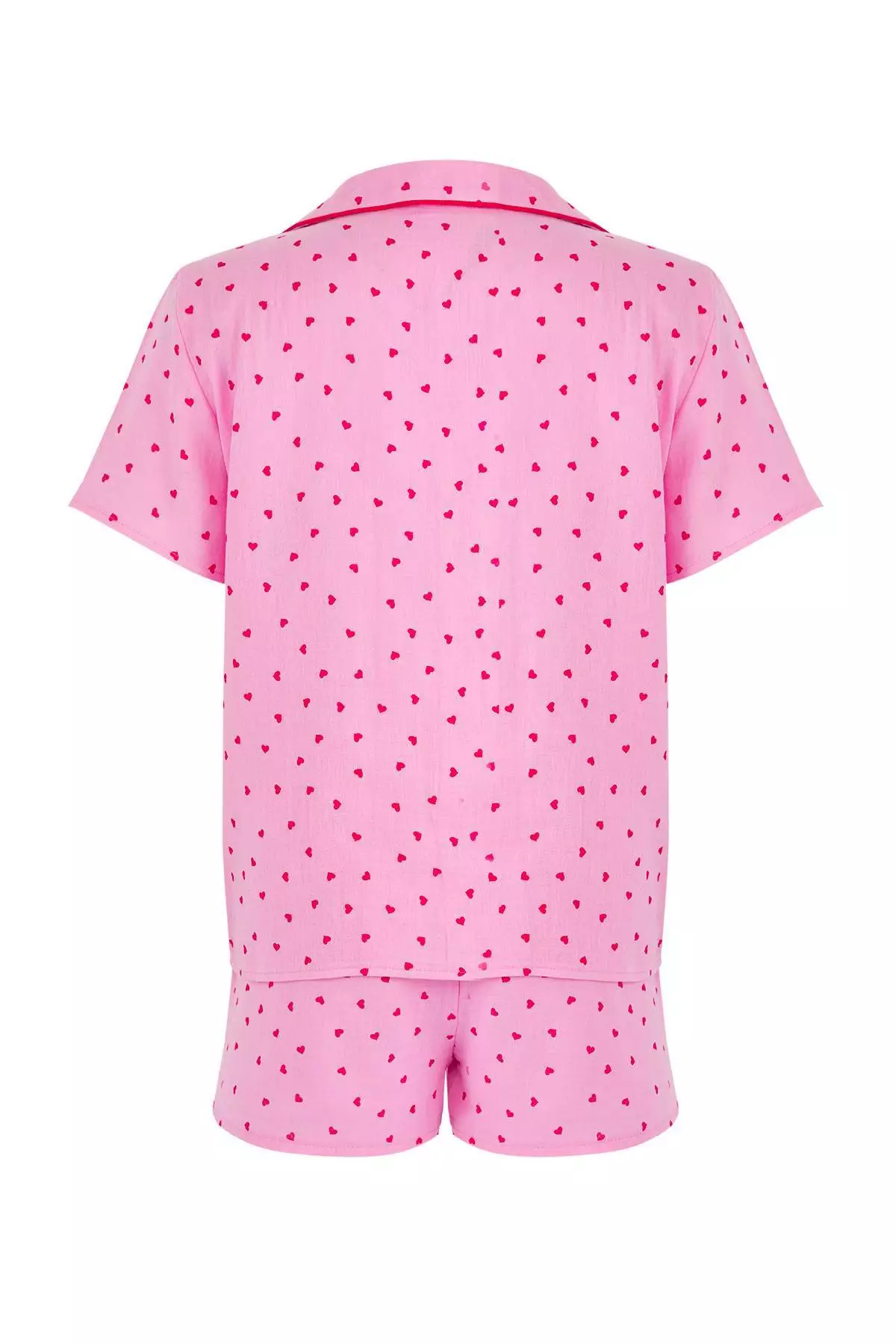 Pink Heart Bias Muslin Shorts Pajama Set
