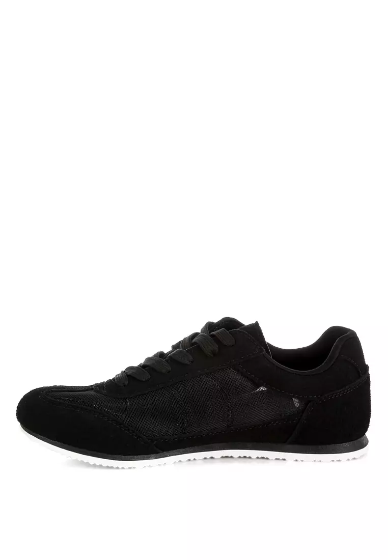 Microfiber & Mesh Sneakers in Black