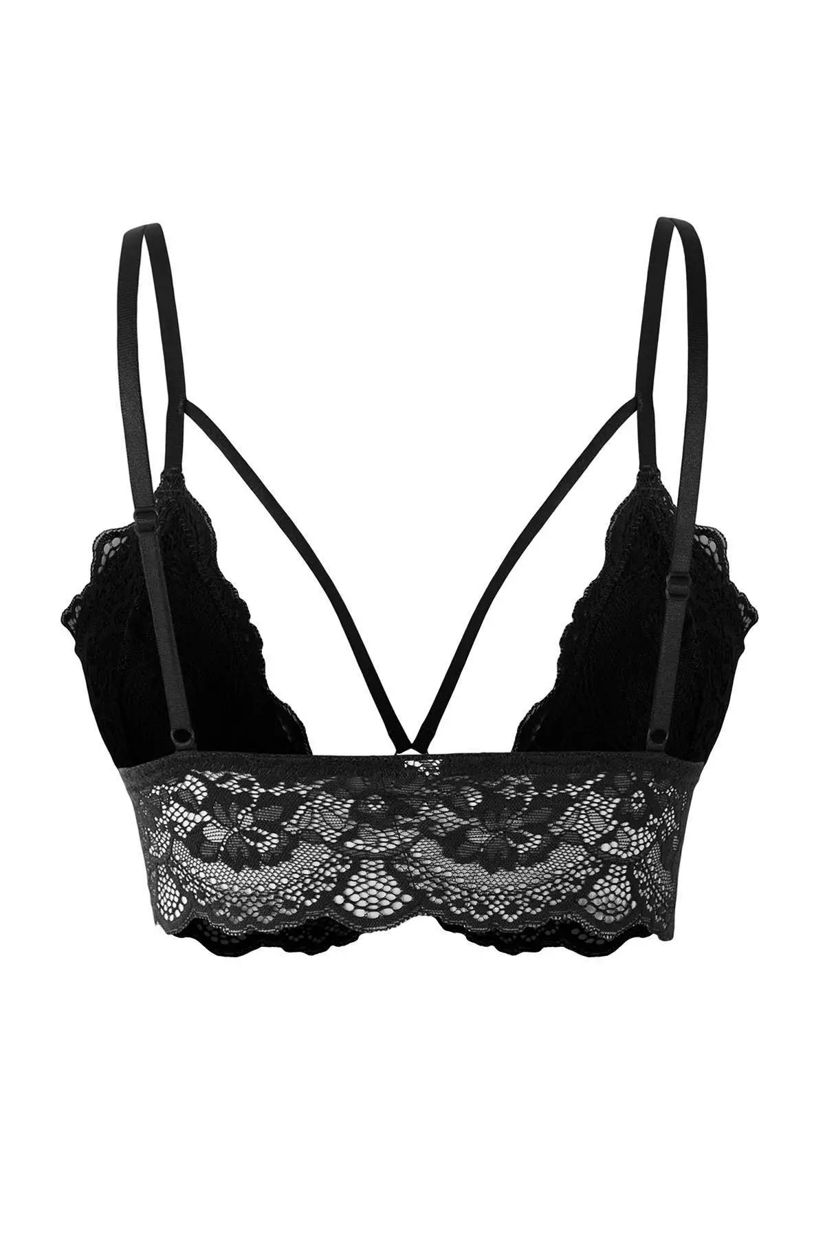 Black Lace Covered Bustier Knitted Bra