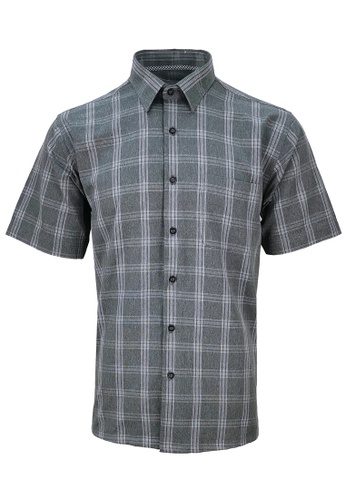 Pacolino black Pacolino - (Regular) Checkered Formal Casual Short Sleeve Men Shirt - 11621-C0027-B 18AE4AAE9B0BBFGS_1