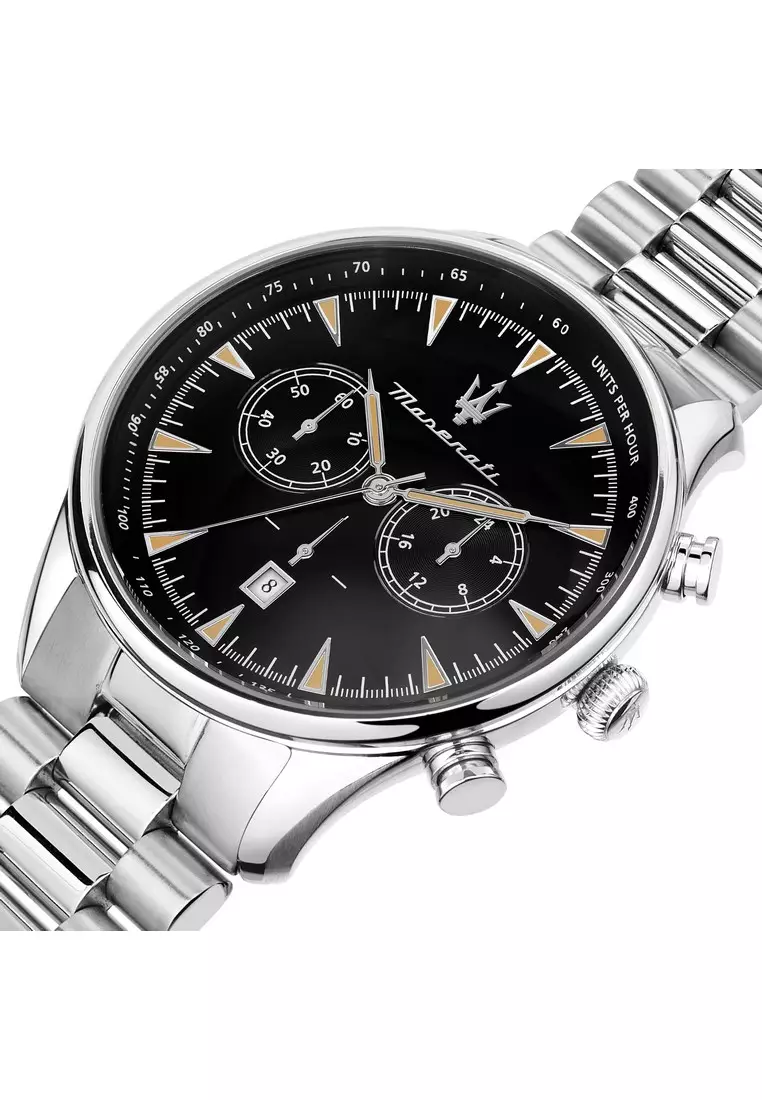 【2 Years Warranty】Maserati Tradizione 45mm Black Matt Dial Men's Chronograph Quartz Watch R8873646004