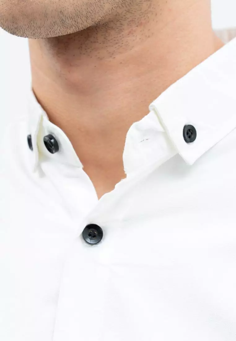 Houseofcuff Kemeja Lengan Panjang Pria Formal Slim Fit Putih