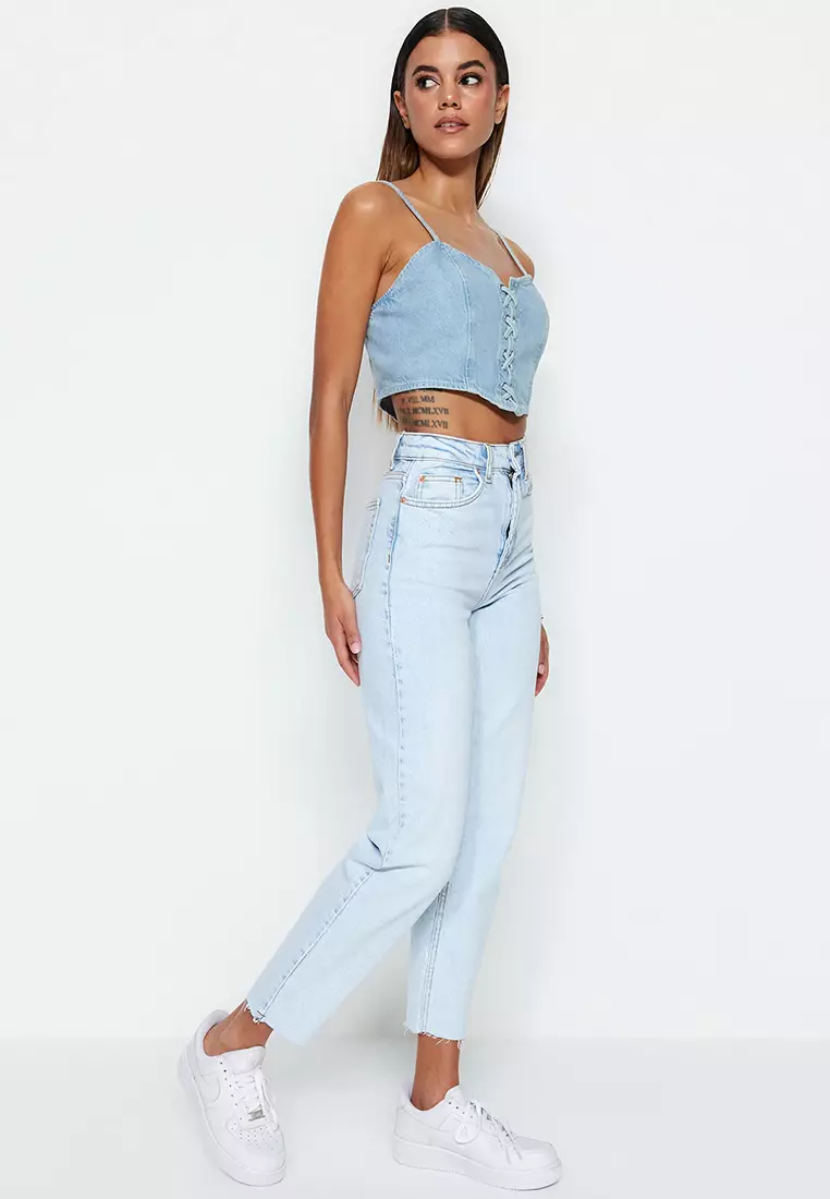 High Waist Slim Mom Jeans