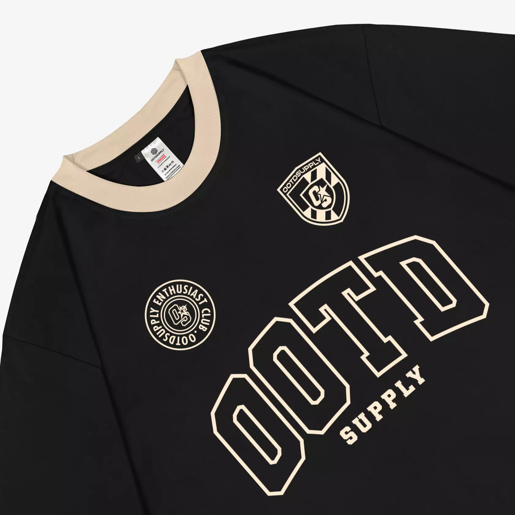 OOTDSUPPLY Oversize Double Stripe College Brown & Black l Oversize T-Shirt l Kaos Lengan Pendek I Kaos Stripe | Unisex | OVZDSTRIP002