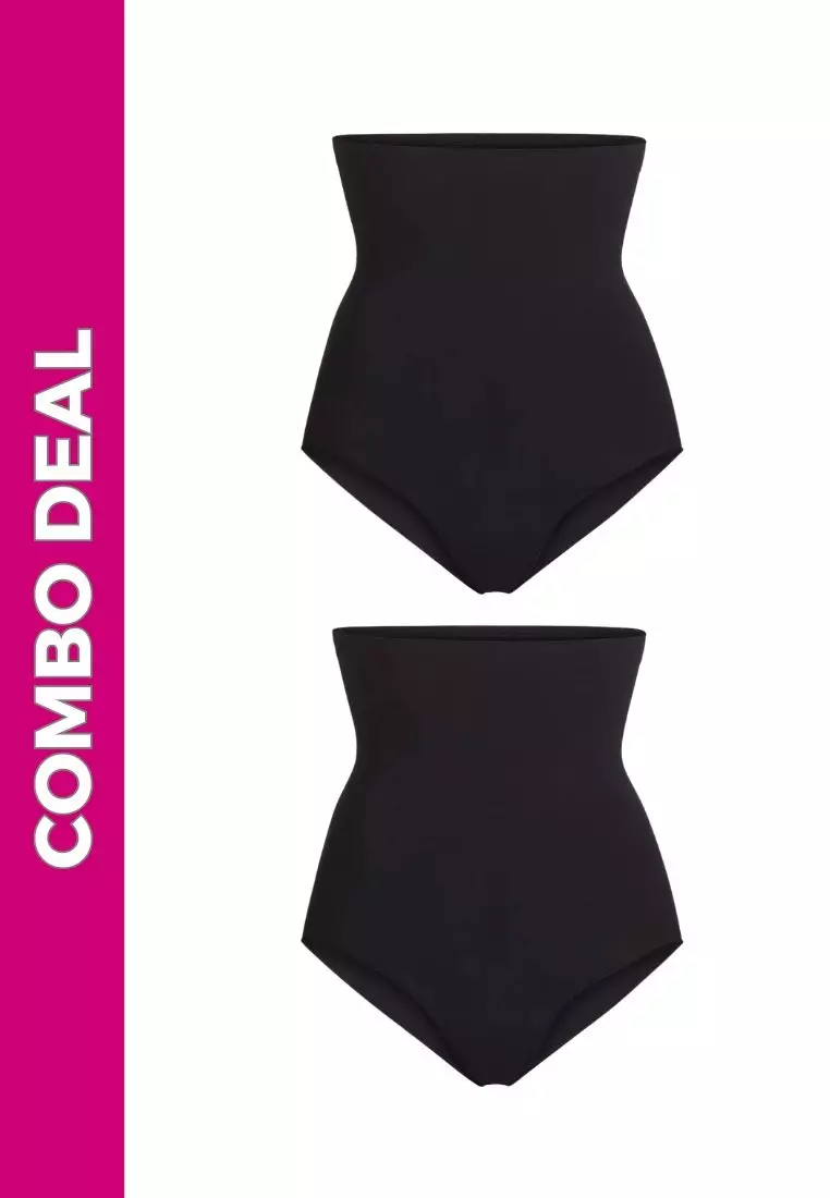 2 Pack Premium Daelyn High-Waisted Girdle Panties Compression Shapewear in Black