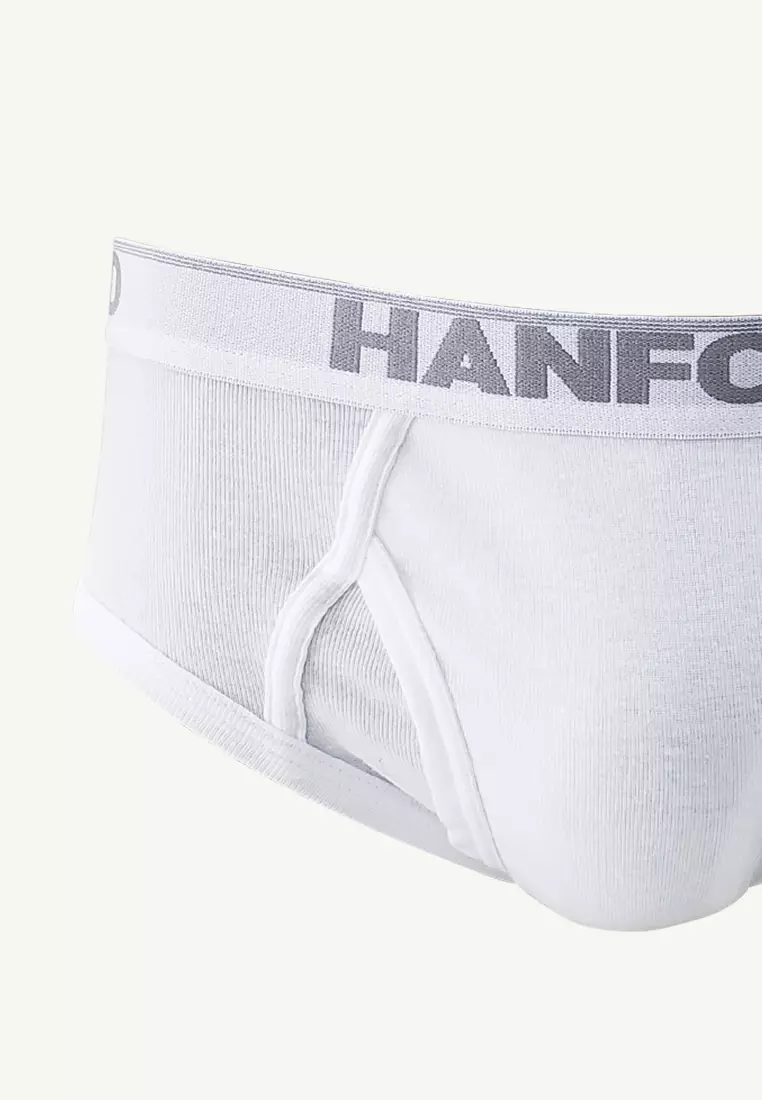 Premium Ribbed Cotton Modern Hipster Men's Briefs with Fly Opening Preston White 6in1 Pack